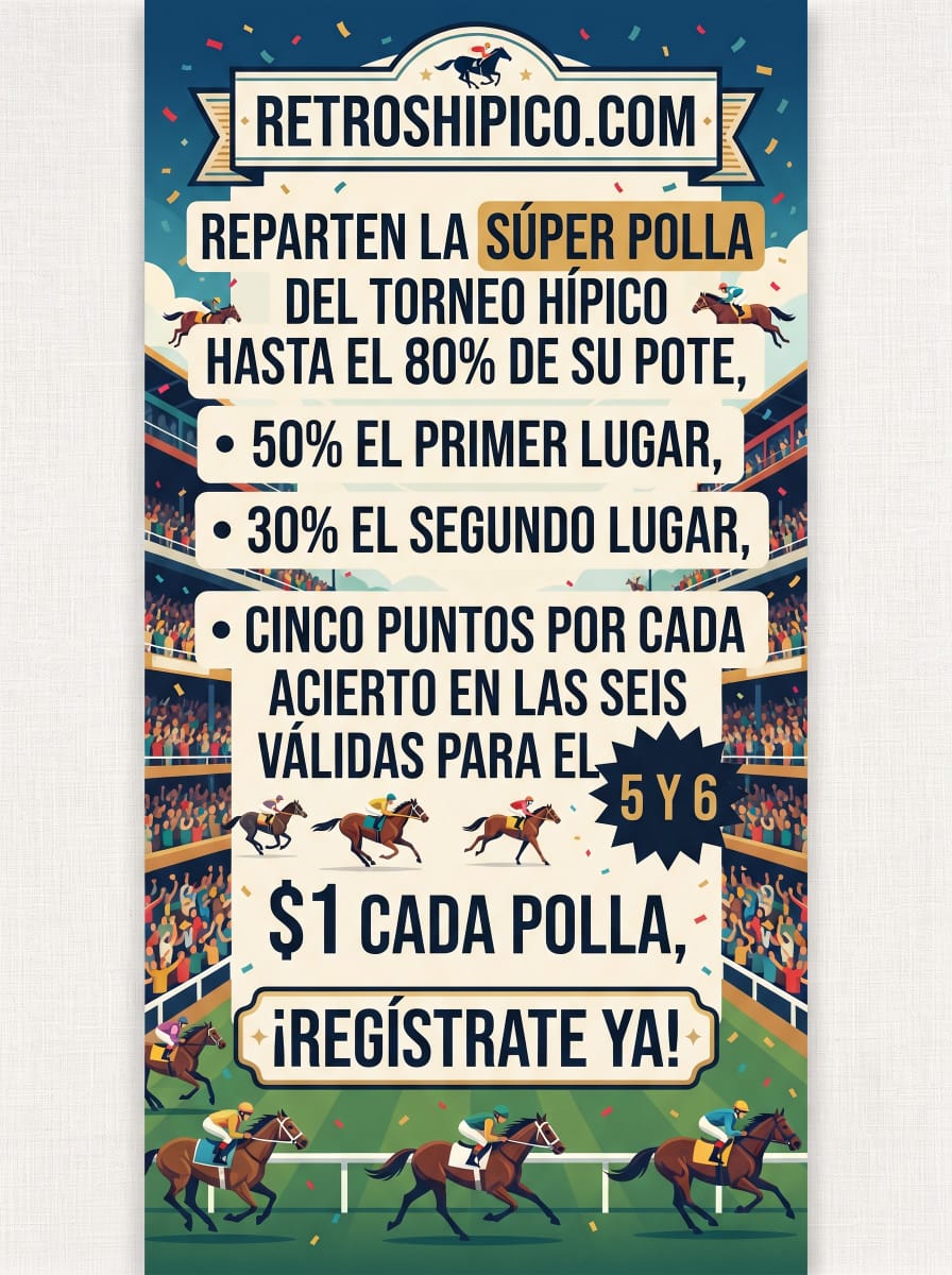 La Súper Polla reparte hasta el 80% del pote: 50% primer lugar, 30% segundo lugar. Cinco puntos por acierto en las seis válidas del 5 y 6. $1 cada polla.
